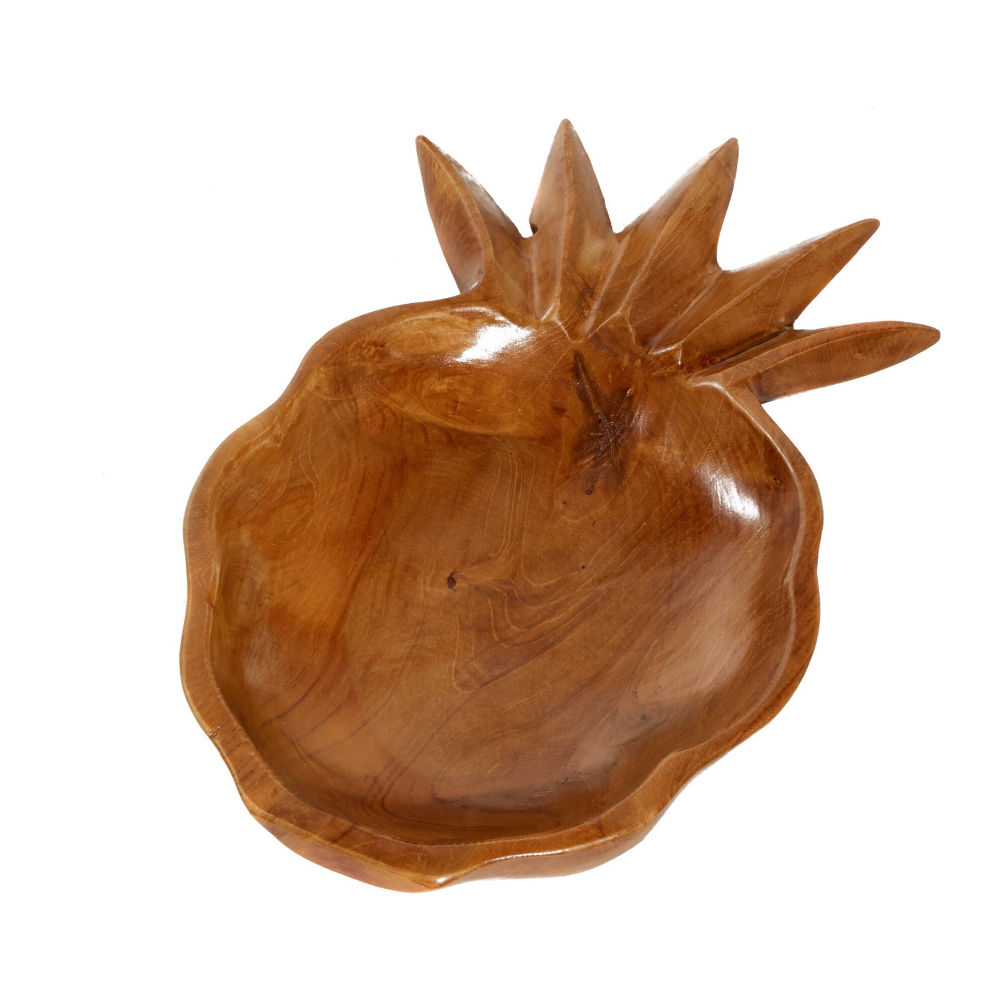Natural Brown Pineapple Teak Wood Bowl Set